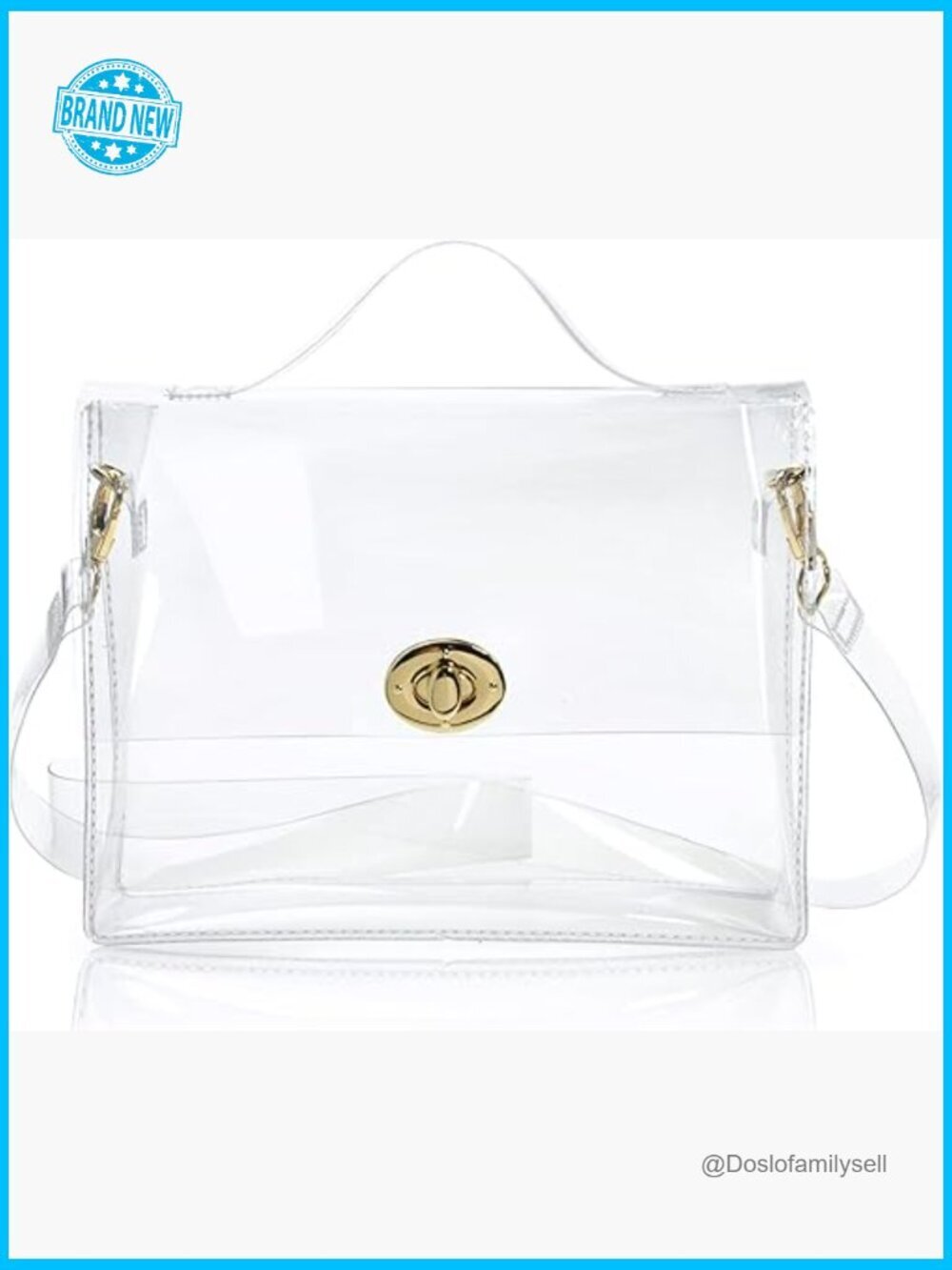 Clear PVC Crossbody Bag Stadium Approved Satchel Turn Lock Closure